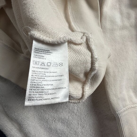 Smiley X H&M Mens Off White Relaxed Printed Sweatshirt Small Crew Neck Pullover - Picture 5 of 8